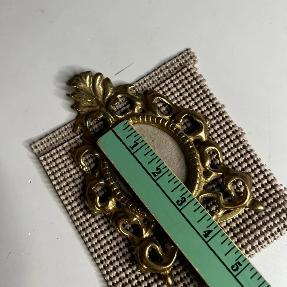 Vintage Ornate Brass Oval Picture Frame Filigree Scroll Tabletop 4.5 Inch